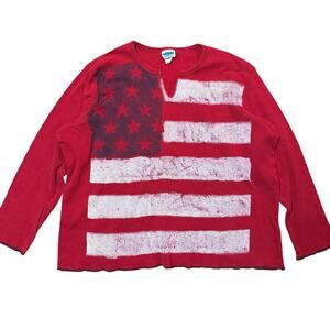 Vintage 90s M-Fasis Red American Flag Graphic Long Sleeve Top Size 1X